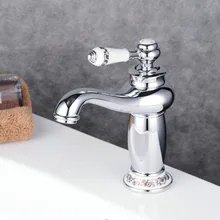 SRJ Bathroom Brass Faucet Cold And Hot Water Tap Brushed Antirust Washbasin Faucet Soft Water Prevents Splashing 
