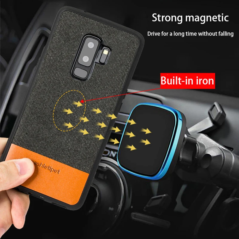 

Original Men business Magnetic case for samsung s7 S8 S9 S10 case fabric shockproof cover For samsung galaxy a7 2018 A30 A40 A50