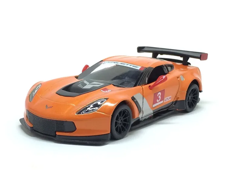 Высокая симитация 1: 36 Corvette C7R сплав модель игрушки Вытяните назад модель автомобиля металлические литья с открытыми дверями Игрушки транспортные средства детские игрушки