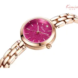 Новинка 2017 года продажа KIMIO Модные женские наручные часы кварцевые женские часов Best платье Корея Браслет Марка Разноцветные Кристалл