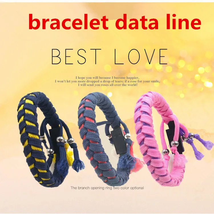 

Free shipping New Ladies Hand bracelet bracelet charger pulsera usb data line Bracelet charging line for iphone Android type-C