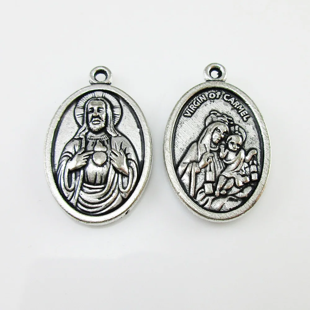 Подвеска в виде сердца и Девы кармеля медаль амулет 100 шт.|pendant|charm alphabetpendant amulet |