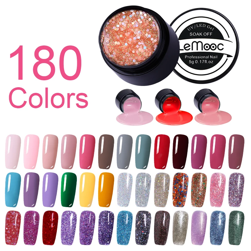 

LEMOOC sparkly Painting Nail Gel 180 Colors 5ml Pink Color Varnish Nail Art Salon Soak Off UV LED Nail Art Design Drawing Gel