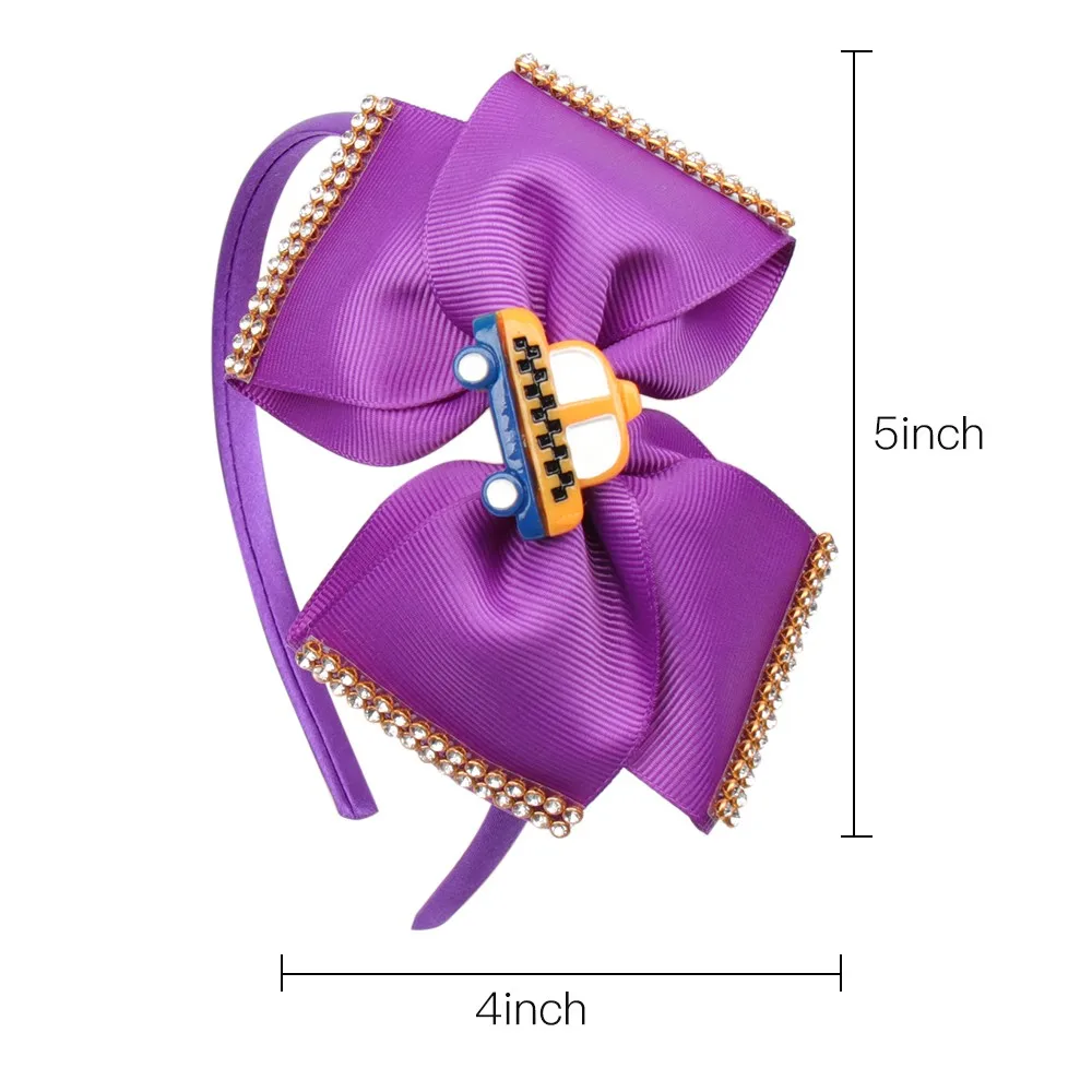 Ncmama обратно в школьное украшение для волос для девочек ручной работы со стразами корсажные ленты повязка для волос с бантом обруч для детей модный головной убор