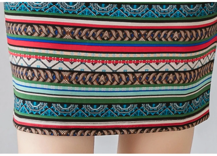Высокая талия плюс размер винтажные женские юбки-Карандаш Осень 2019 элегантный этнический принт Офисная Женская облегающая мини-юбка