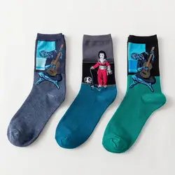 Хлопковые цветные мужские носки с круглым вырезом, Дышащие Носки с рисунком, мужские повседневные Носки с рисунком, хипстерские милые носки