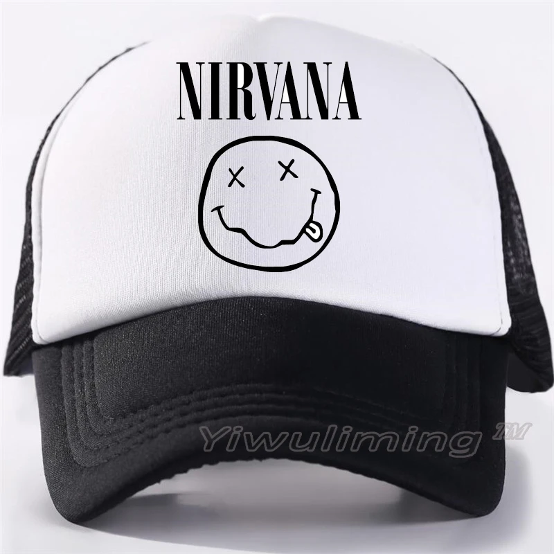 

New Summer Trucker Caps Nirvana Cool Summer Black Adult Cool Baseball Mesh Net Trucker Caps Hat for Men Adjustable