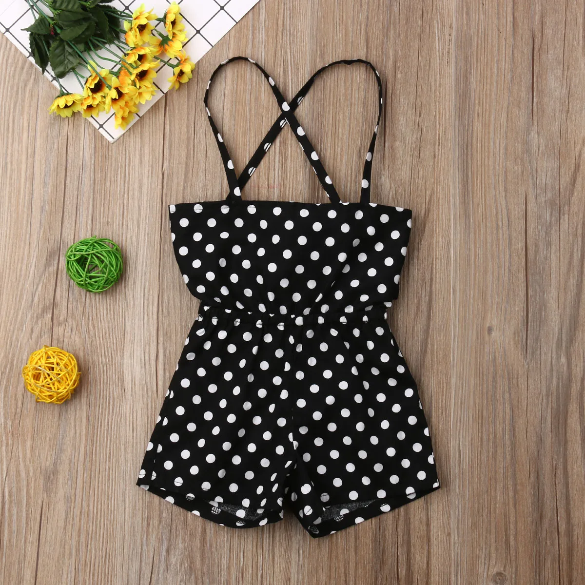 

Pudcoco Summer Toddler Baby Girl Clothes Off Shoulder Polka Dot Strap Romper Jumpsuit One-Piece Outfit Sunsuit