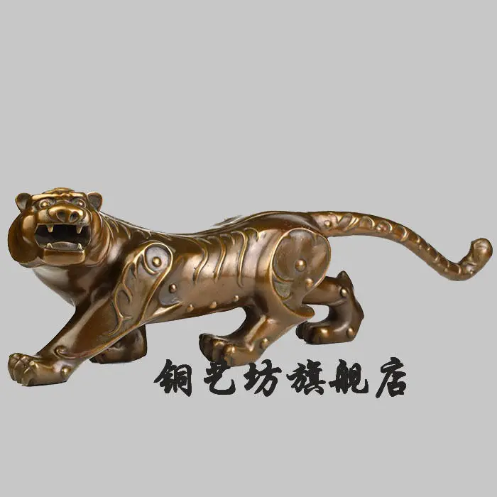 16" China Bronze Feng Shui Lucky Tiger Blessing Auspicious Statuein