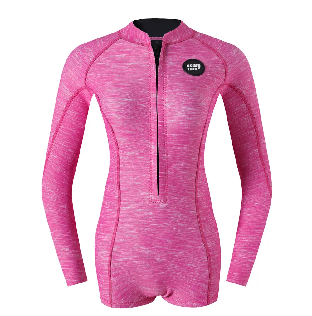 

2mm Women's One Piece Swimsuits Zip up Long Sleeve Rash Guard Swimwear