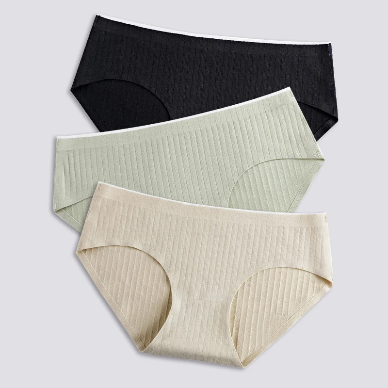 Women Fashion Panties Seamless Briefs Set Soft Ultra-thin Underwear Cotton Comfort Plus Size Underpants XXL 3pcs/lot#F - Цвет: C 3pcs