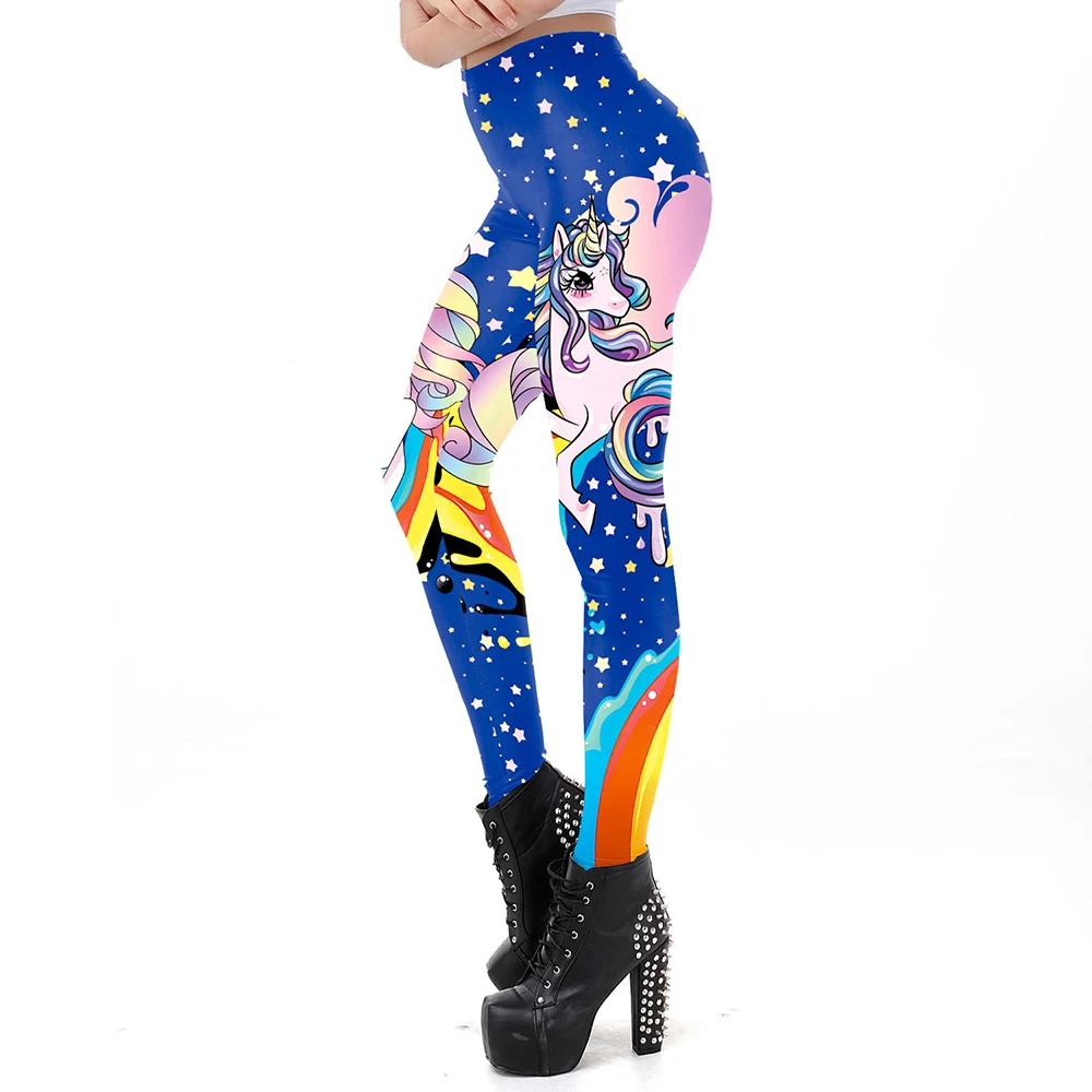 NADANBAO Galaxy Women Leggings 3D Kawaii Unicorn Printed Leggin Workout Female Fitness Legging Plus Size Leggins