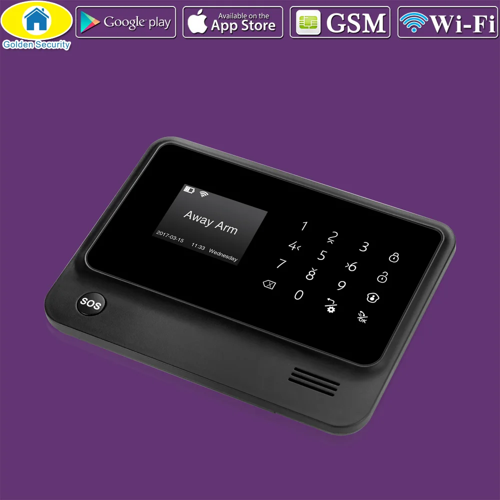 Золотой безопасности G90B плюс Wi-Fi GPRS 2G GSM Автонабор охранной сигнализации система управления APP PIR детектор датчик двери Хост сигнализации