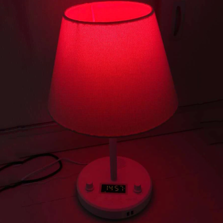 

APP controlled Smart wake up light table lamp with Bluetooth speaker with RGB bulb compatible with Amazon Echo