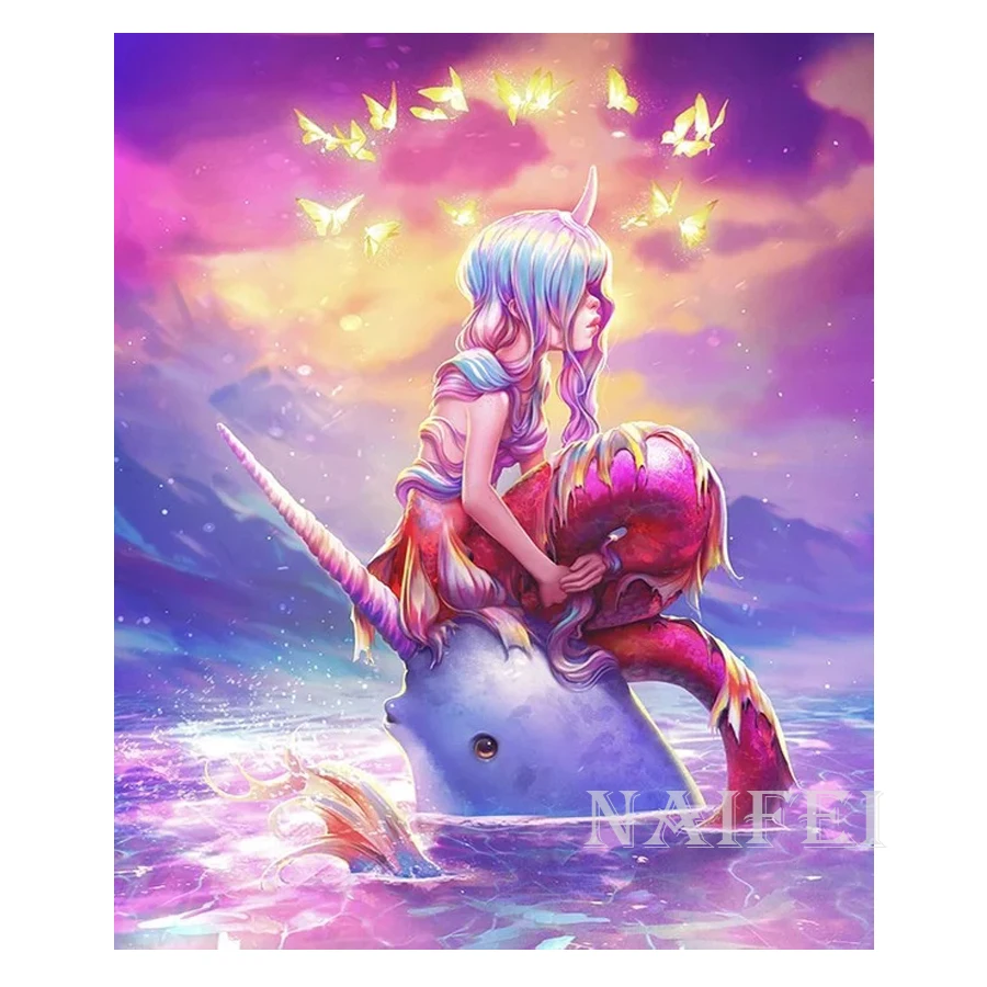 

cartoon princess Diy Diamond Painting Cross Stitch Rhinestones Handmade Diamond Embroidery mosaic cartoon girls and unicorn