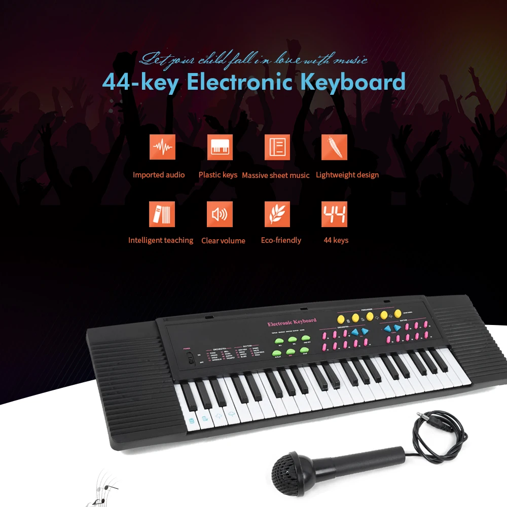 Children 44-Key 8 Tones 8 Rhythms Keyboard Electronic Piano Middle Electronic Keyboard With Microphone