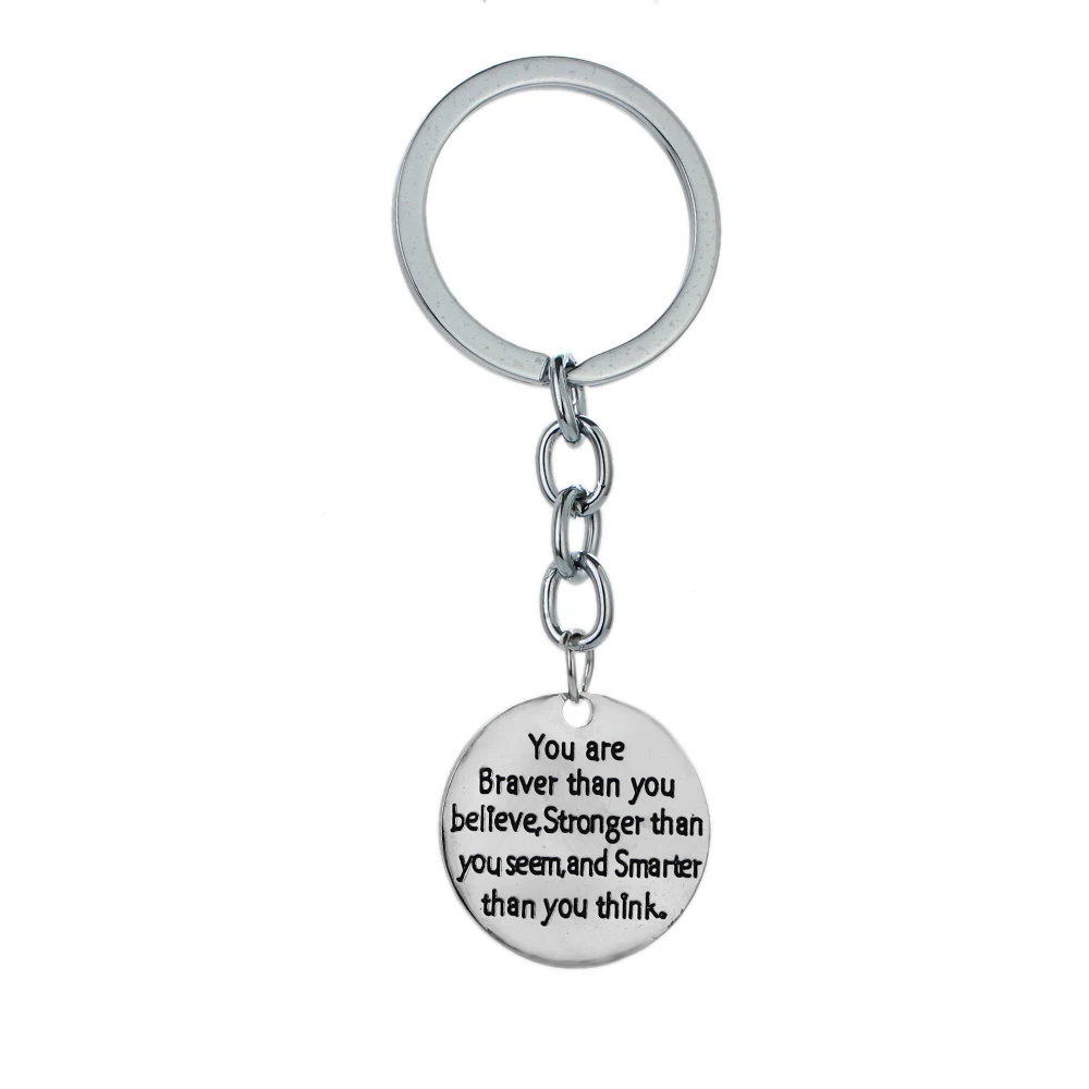 

12PC Wholesale You Are Braver Than You Believed Pendant Charm Keychain Gifts For Family Friend Inspiration Charm Keyring Keyfob