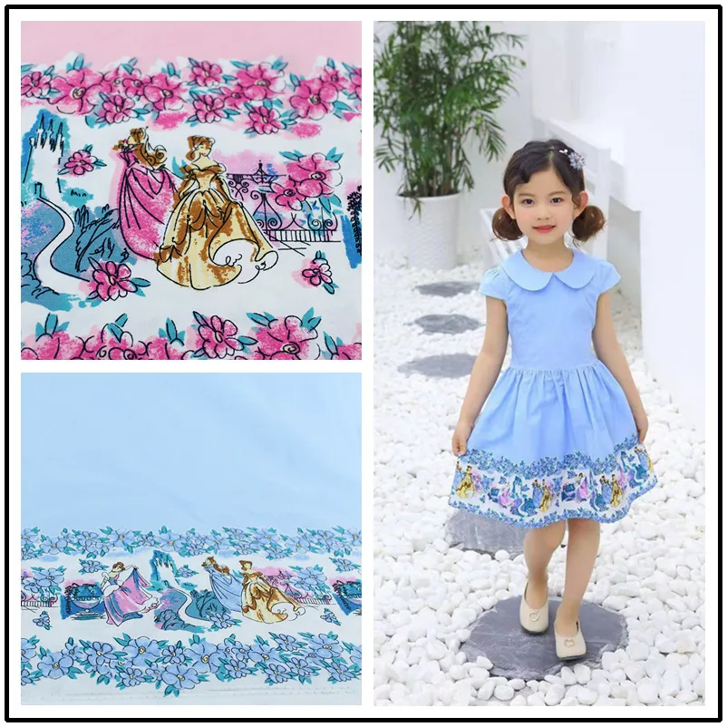 

1 Meter Beautiful Princess In Castle Print Cotton Fabric For Children Girl Clothing Dress Patchwork Japan Diy Flower Sea