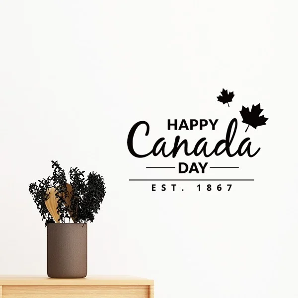 maple leaf happy canada day 4th of july slogan removable wall