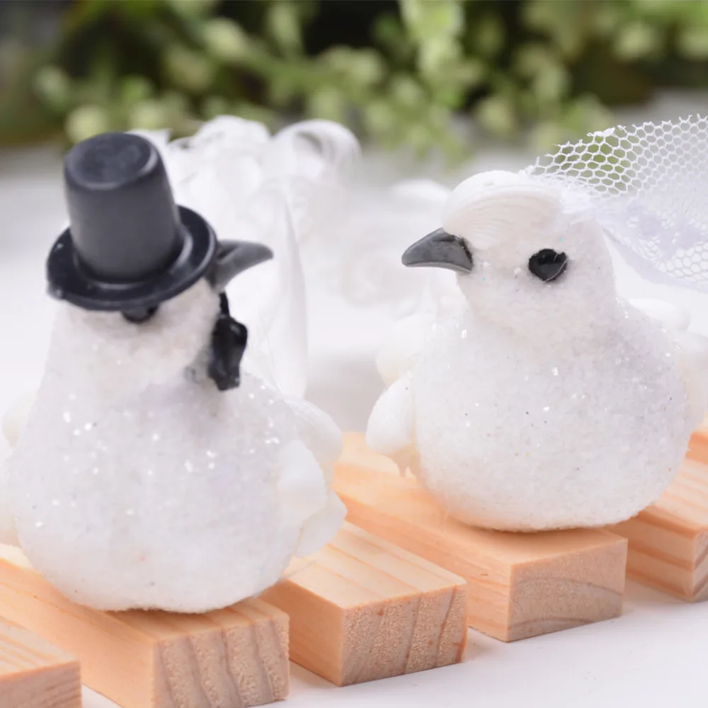 2pcs Glittery Cute Foam White Decorative Dove Coup...