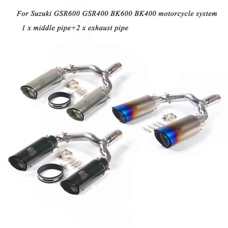 

Motorcycle Stainless Steel Mid Section Exhaust Muffler Pipe With Removeable DB Killer For Suzuki GSR600 GSR400 BK600 BK400