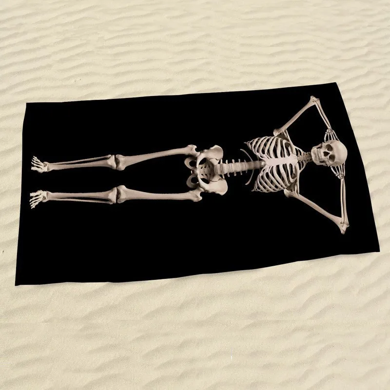 Череп Скелет 3D печать черные банные полотенца из микрофибры взрослые толстые спортивные мужские/женские пляжные полотенца для ванной и улицы спортивные полотенца s