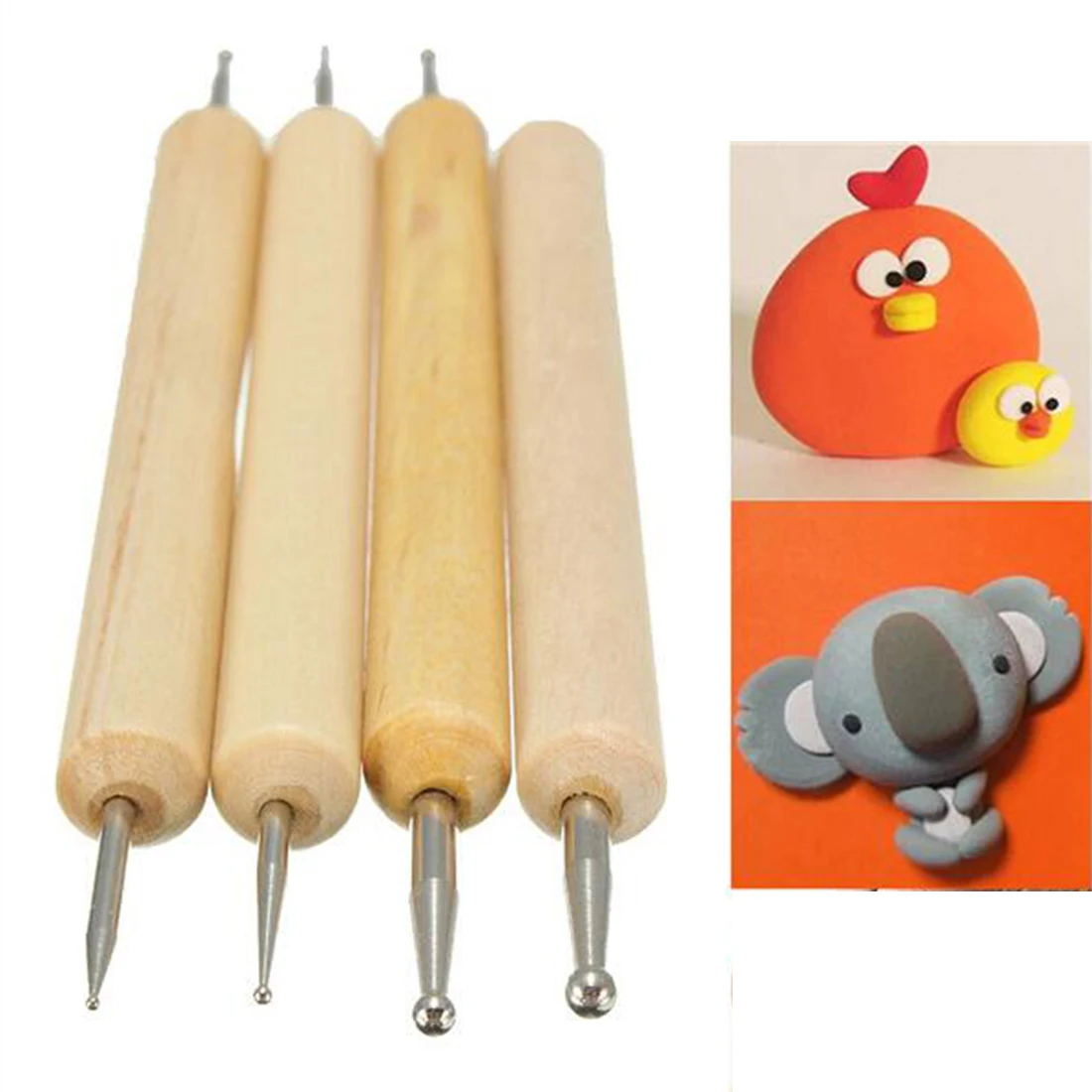 

Hand Tool Set 4pcs/set Ball Stylus Polymer Clay Pottery Ceramics Sculpting Modeling Handmade Tools Set