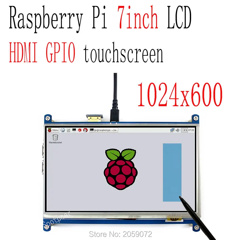 7 дюймовый ЖК резистивный сенсорный экран Raspberry pi HDMI 1024X600 tft дисплей gpio экран|lcd