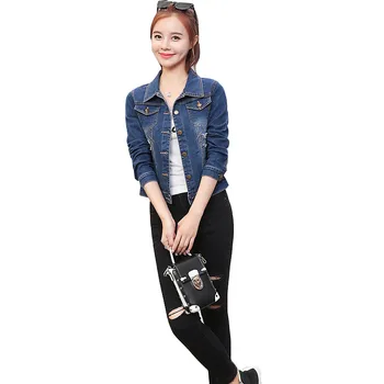 

Plus Size 5XL Short Denim Jacket Women Fashion Slim Single-breasted Basic Coat Lady Windbreaker Pocket Jacket Denim Outwear Top