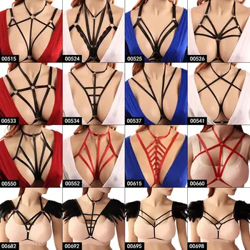 

Body Harness Caged Bra Strappy Tops Hollow Out Chest Belt Black Gothic Cupless Bralette Crop Top Plus Size Underwear for Women