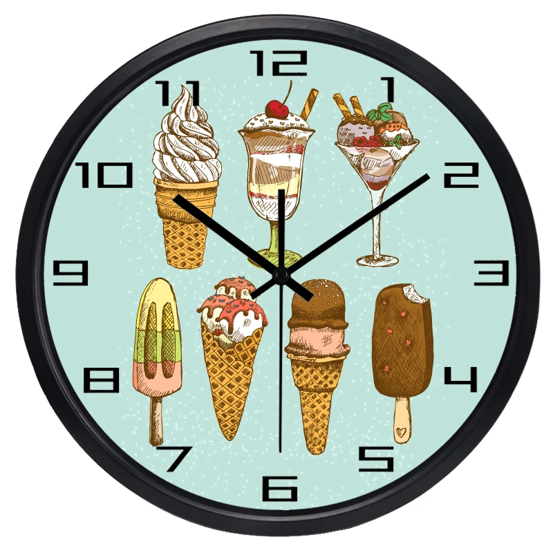 ساعة حائط لمتجر الآيس كريم رسوم متحركة قديمة إطار معدني زجاجي شفاف مقاوم للغبار Wall Clock Shop Wall Clockswall Clock Shop Aliexpress