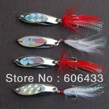 Рыболовная блесна, наживка тройной перо крючок Спиннер проволочная наживка Красное Перо 21 г