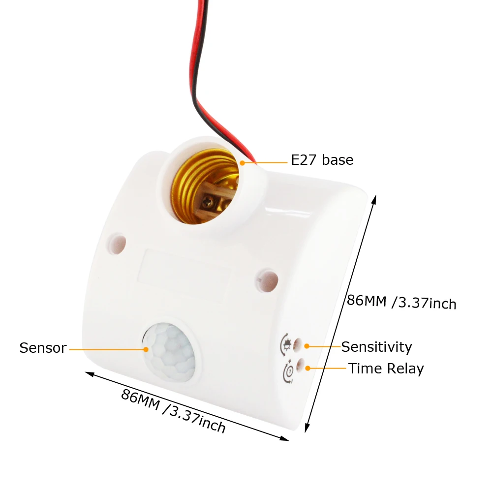  Motion Sensor 220V 110V AC E27 Lamp Holder Base PIR Infrared Automatic Timer Adjustable Smart Bulb  - 32981211838