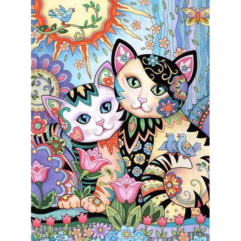 

NEW DIY Diamond Painting Diamond Painting "Abstract Flower Cat" Needlework Craft Full Diamond Embroidery Christmas Home Decor GT