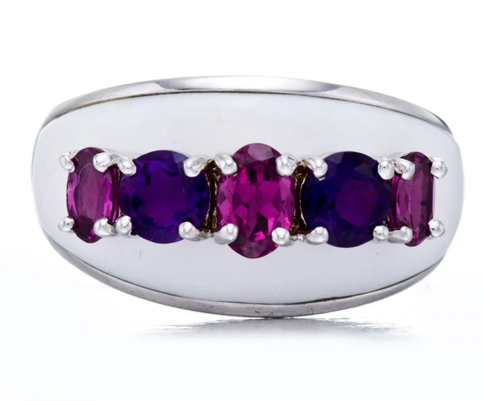 Hutang натуральный Фиолетовый аметист родолит кольца драгоценный камень Твердые 925 пробы Серебряное кольцо Изысканные элегантные ювелирные изделия для женщин уникальный дизайн