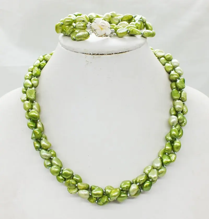 Classic, beautiful, cheap price, 3 shares, fresh water baroque pearl necklace, bracelet, jewelry set.