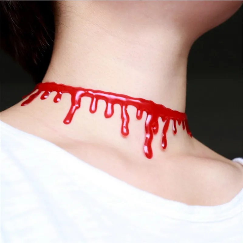 3PClot Halloween Props Bloody Cut Neck Zombie Injury Sticker Scars Tattoos Fake Scab Fx Costume Makeup Necklace Halloween Decor (5)