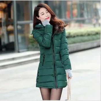 

Winter Womens Parkas Plus Size 3XL Thick Long Cotton Jacket Coat Woman Hooded Warm Jacket Chaqueta Invierno Black Slim A458