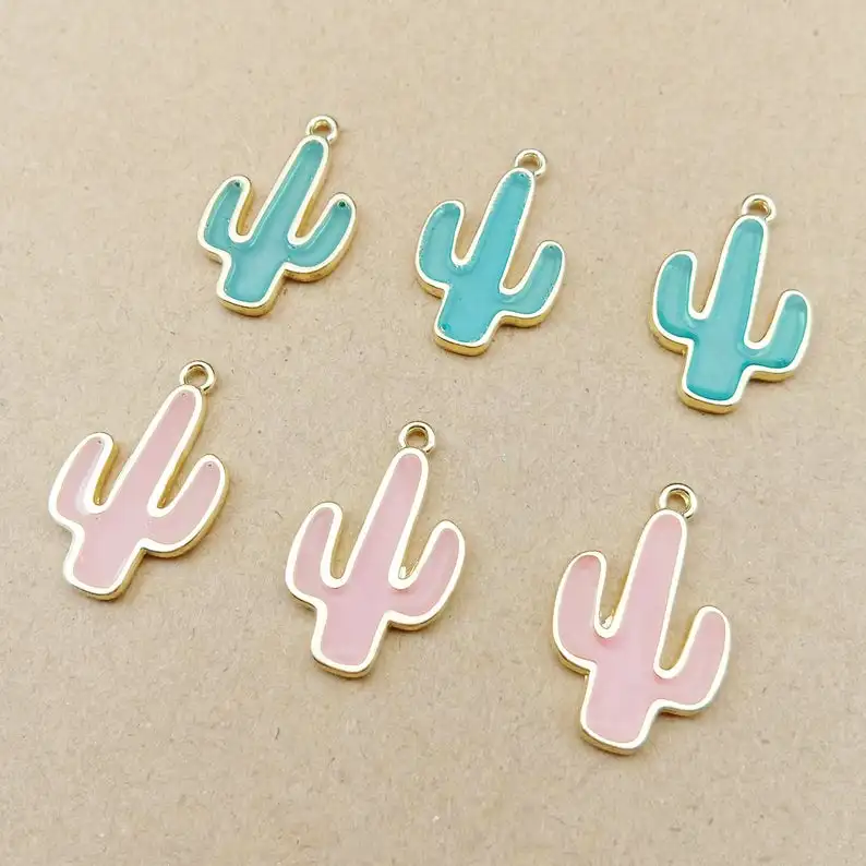 

10pcs 16x25mm enamel cactus charm for jewelry making fashion charm bracelet charms DIY findings necklace pendant