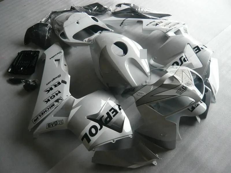 Мотоцикл обтекатель комплект для HONDA CBR600RR F5 05 06 CBR 600RR CBR 600 RR 2005 2006 ABS белого и серебристого цвета Обтекатели+ подарки HD39