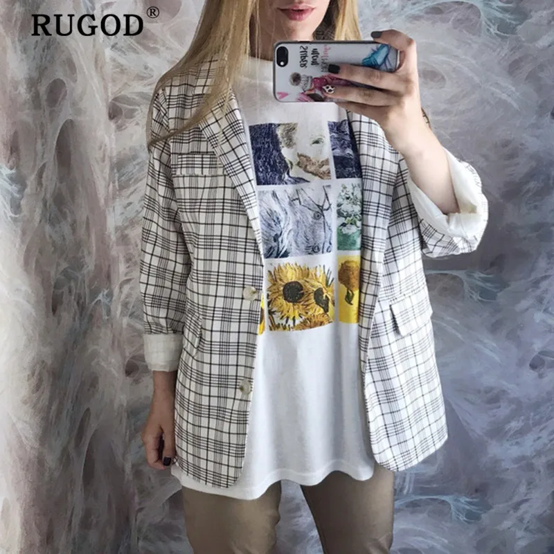 RUGOD/Модная женская футболка с аппликацией короткий рукав принт рисунком
