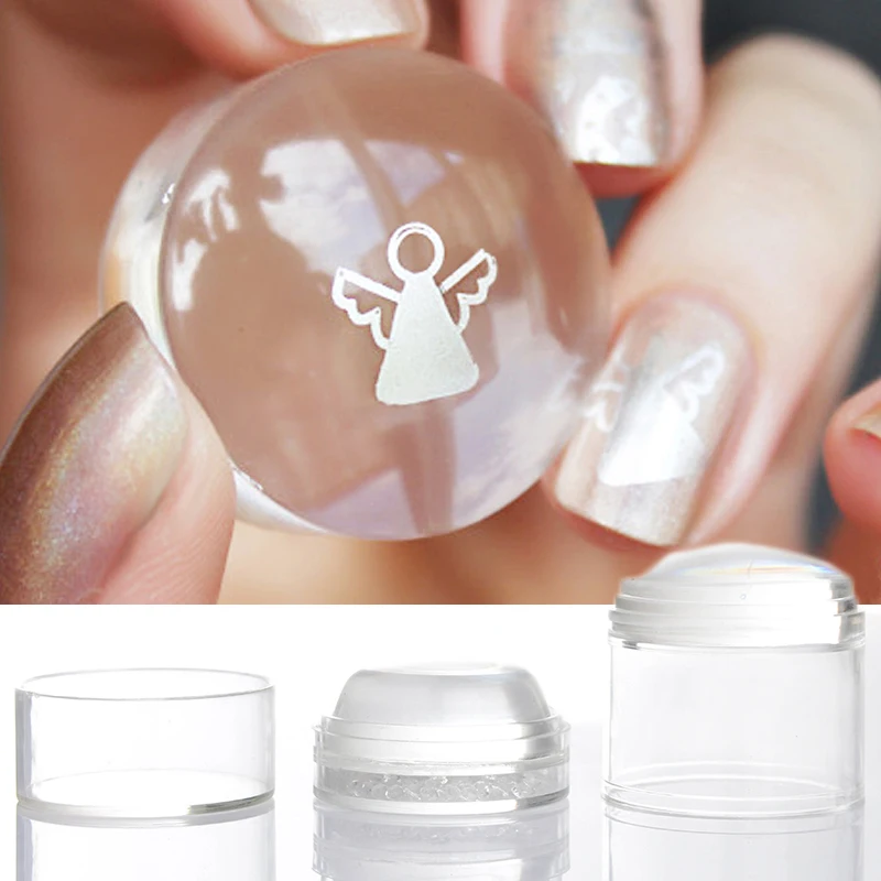 

Nail Art Templates Pure Clear Jelly Silicone Nail Stamping Plate Scraper with Cap Transparent Nail Stamp Nails Art