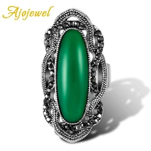 Ajojewel Vintage Green/Red/Black Very Big Stone Ring Designs Women Fashion New Style Brand Quality Jewelry