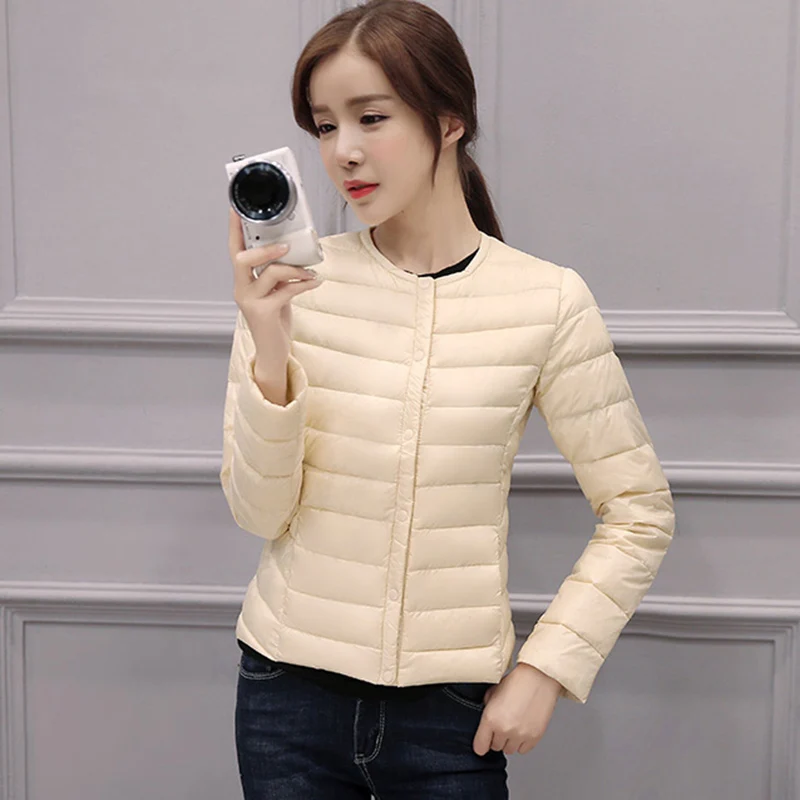 

2018 New Short Ultra Light Duck Down Jacket Autumn Winter Plus Size Thin 90% Down Parka Coat Ladies Slim Short Outwear L0319