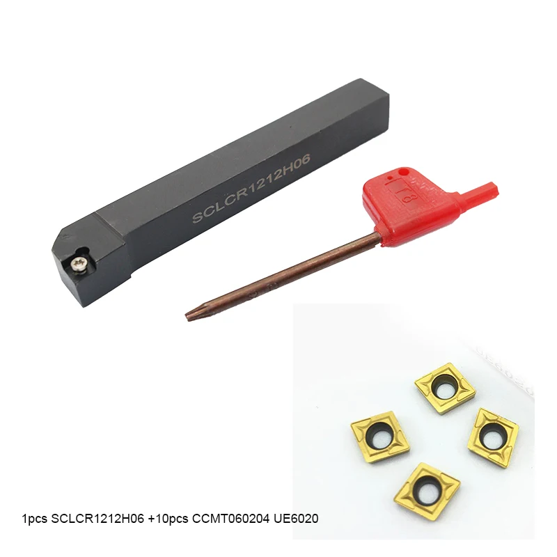 1 шт. SCLCR1212H06 CNC поворотный держатель внешний и 10 CCMT060204 UE6020 карбидная вставка для