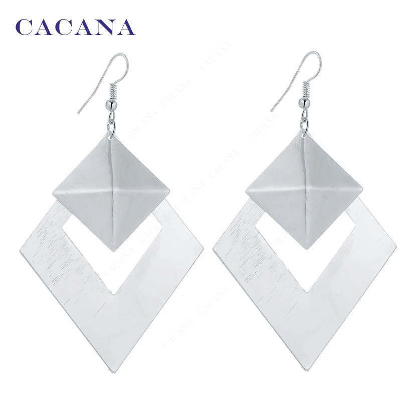 CACANA Dangle Long Earrings For Women Pyramid Shape Rhombus Fashion Bijouterie Hot Sale No.A353 A354