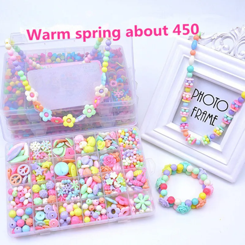 

Fashion Toys Assorted ABS Plastic Acrylic Bead Kit DIY Bracelects Toys Jewelry Making Kids Beads Set Creative Gifts for children
