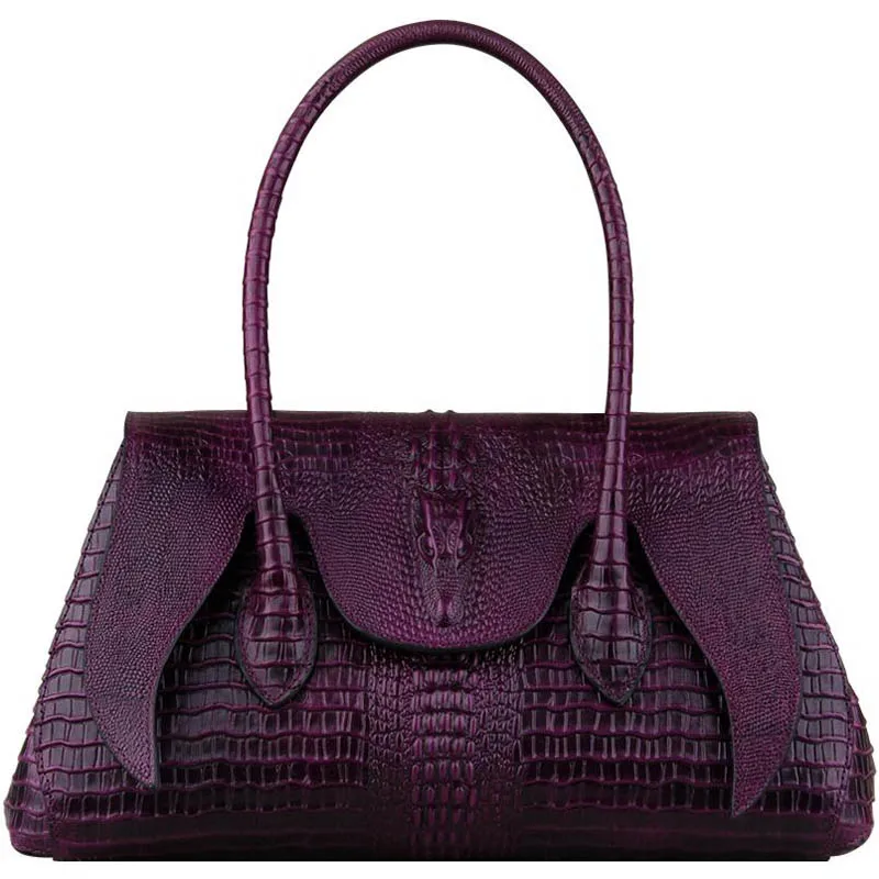 purple LUOFEIHUA Новая высококачественная сумка из крокодиловой кожи сумка модная Большая вместительная сумочка брендовая сумочка - Цвет: purple