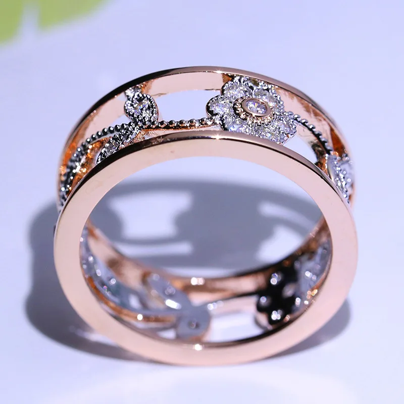 Женское кольцо цвета розового золота с цветочным рисунком|fashion rings for women|rings womenring |