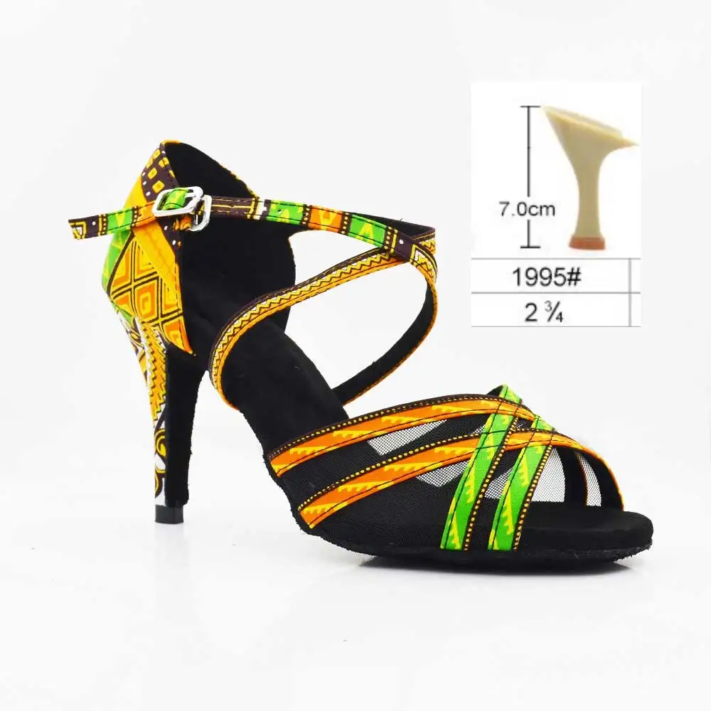 Профессиональная Обувь для танцев, высота каблука 8,5 см, Zapatos De Baile, размеры США 4-12, Латинская Сальса, Бальные Танцевальные Туфли для женщин с цветком - Цвет: Yellow flower-7cm